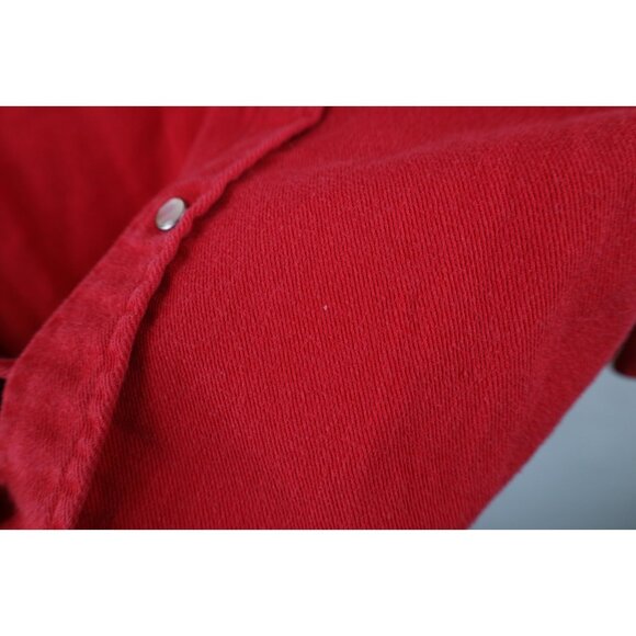 Vintage 90s Marlboro Man Mens Large Faded Heavy Western Cowboy Button Shirt Red - Picture 8 of 12